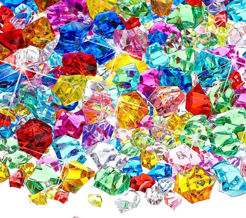 Promote Trader 100 Pcs 23 mm, Acrylic Diamond Gems Plastic Jewels Large Multicolor Artificial Stones for Home Decoration Kids Party Supplies Favors