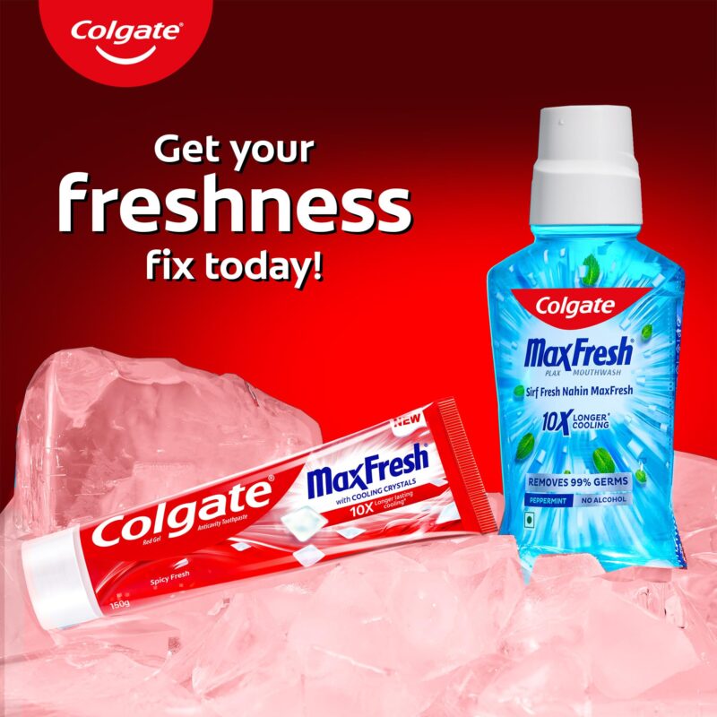 Colgate MaxFresh Toothpaste, Red Gel Tooth Paste with Menthol for Super Fresh Breath, 300g, 150g X 2 (Spicy Fresh) (Combo Pack Offer) - Image 4