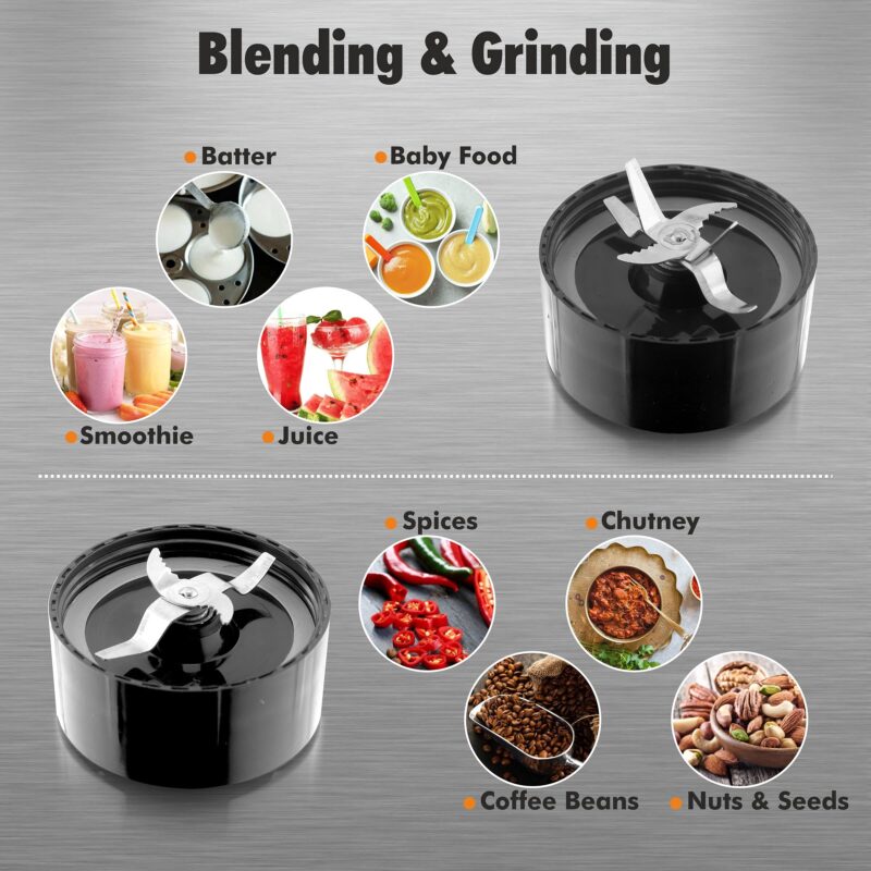 Cookwell Bullet Mixer Grinder (5 Jars, 3 Blades, Black) - Copper, 600 Watts - 2 Year Warranty - Image 4
