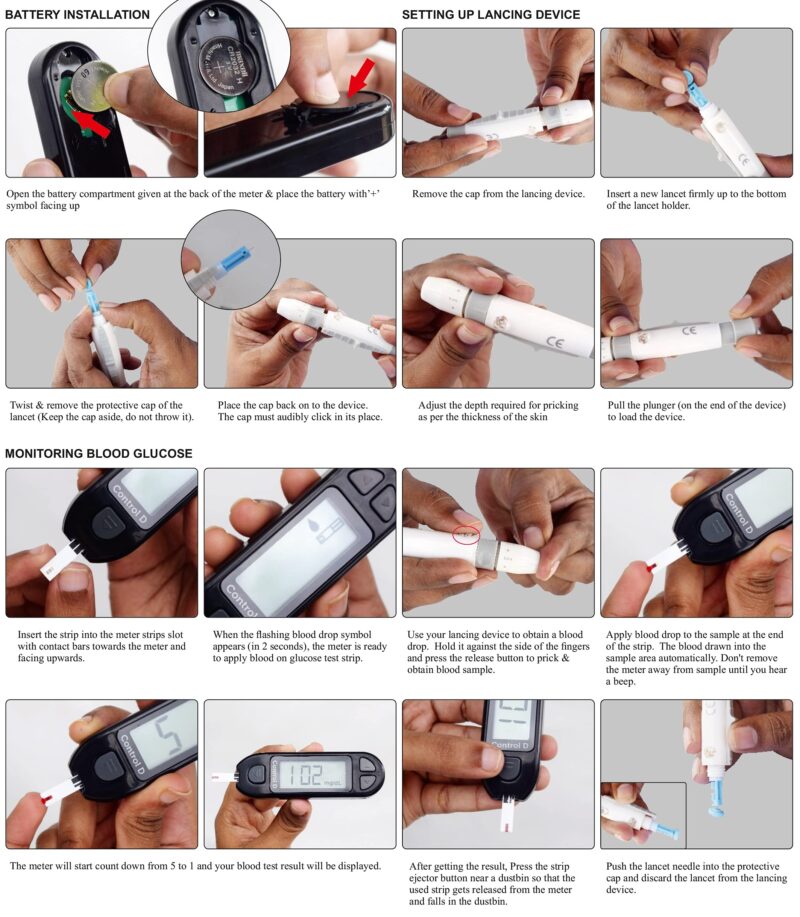 Control D Blood Glucose Monitor (Pack of 100 Strips, White) - Image 2