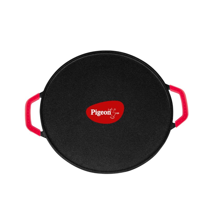 Pigeon by Stovekraft Pre-Seasoned Cast Iron Tawa 30 cm | Pre-Seasoned with 100% Vegetable Oil | Naturally Nonstick | High Pressure Casting | Toxin-Free |Nostalgic Taste | Double Side Handles