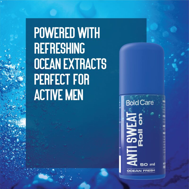 Bold Care Ocean Fresh Antiperspirant & Anti-sweat Deodorant Roll-on - Controls Sweat & Removes Body Odour - All-Day Freshness For Men - Alcohol-Free - Keeps Skin Fresh & Clean - 50ml - Image 4