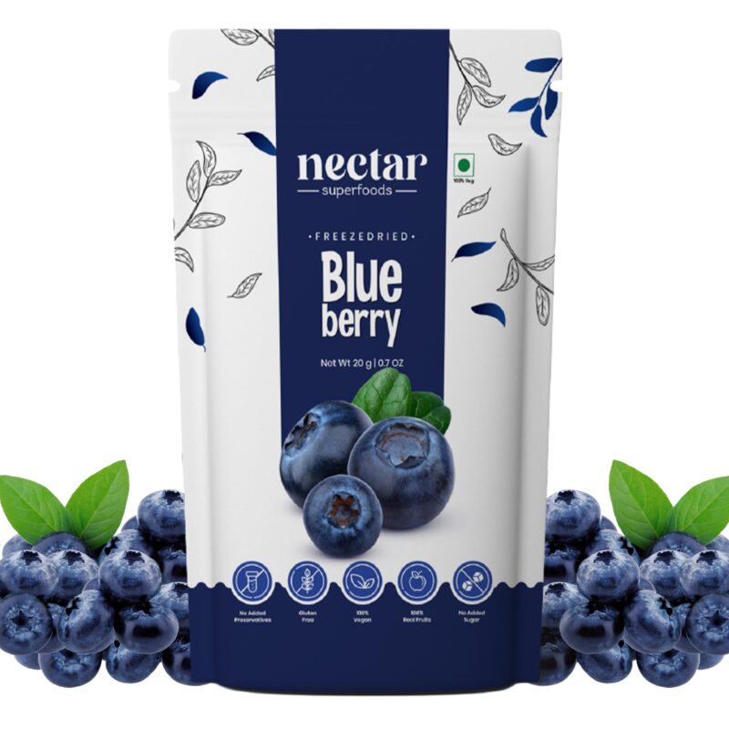 Nectar Superfoods Whole Natural Dried Blueberry 20gm | Blueberry Dry Fruit | Healthy Snacks | Antioxidant Rich | Vegan | Gluten Free Blueberries (Pack of 1)