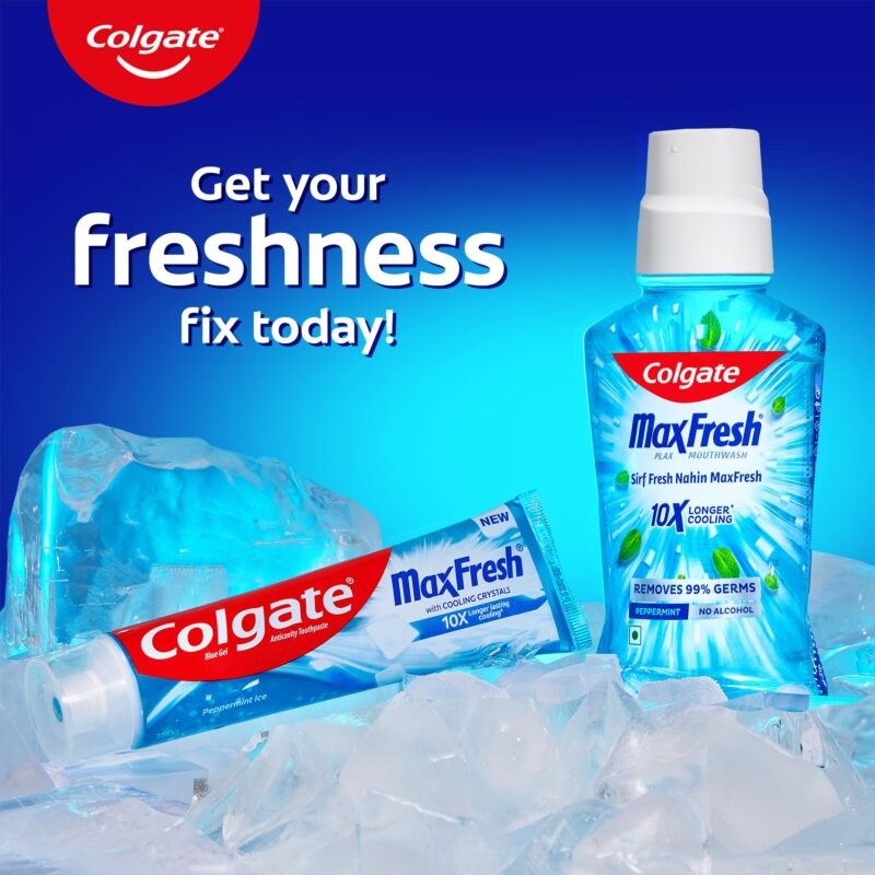 Colgate MaxFresh Toothpaste, Blue Gel Tooth Paste with Menthol for Super Fresh Breath, 300g, 150g X 2 (Peppermint Ice, Combo Pack Offer) - Image 4
