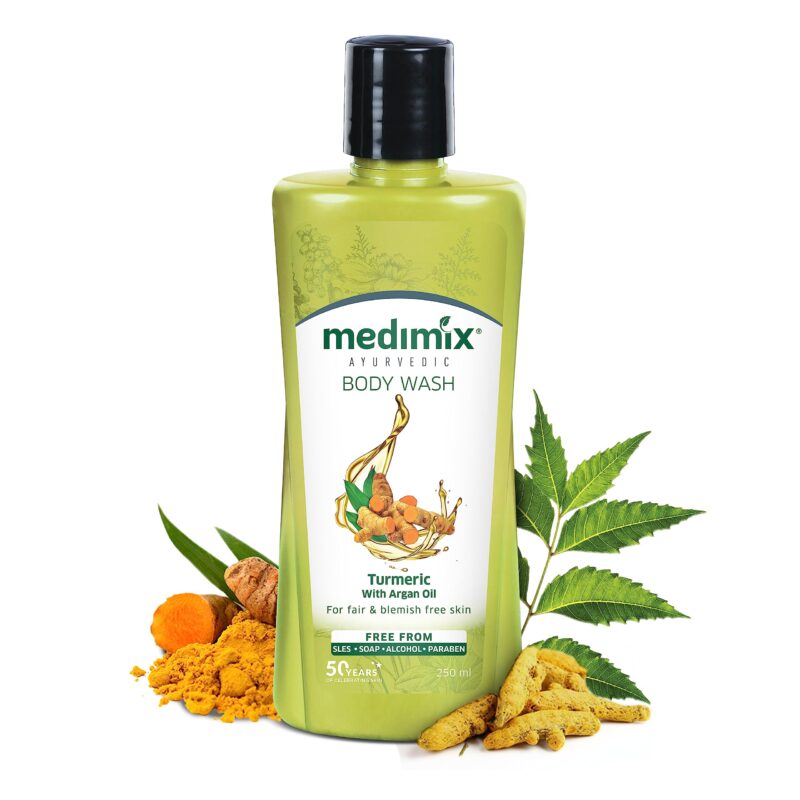 Medimix Ayurvedic Body wash, Turmeric & Argan Oil For Radiant, Blemish-Free, & nourished skin 250ml | Vitamin E infused Shower Gel | Herbal | Paraben-free & Sulphate-free
