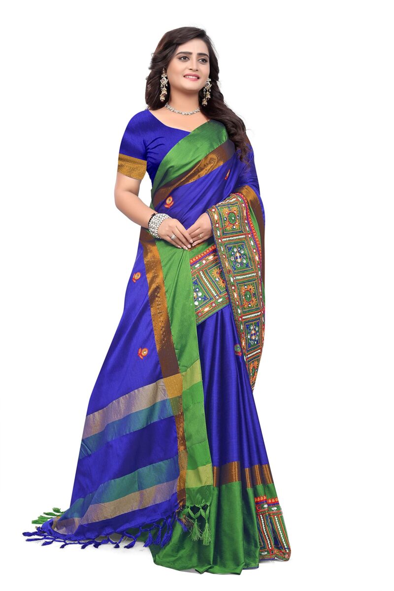 arriva fab cotton silk with blouse piece Saree (Riva405_ Red_ Free Size) - Image 5