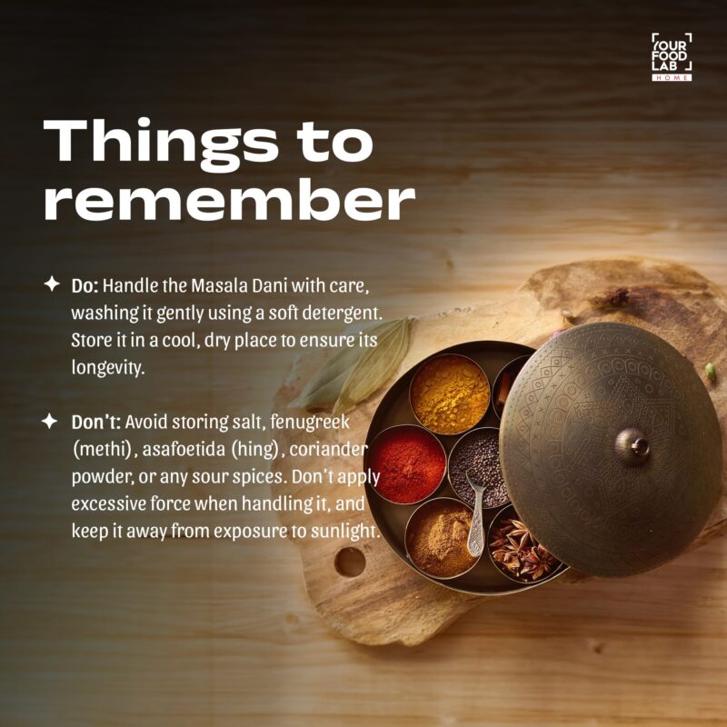 YFL HOME Brass Spice Box for Kitchen with Spoon (Pure Brass, 7 Detachable containers, 100 ML) | Masala box for Kitchen | Spice Storage Container | Stylish Masala Dani for gift - Image 4