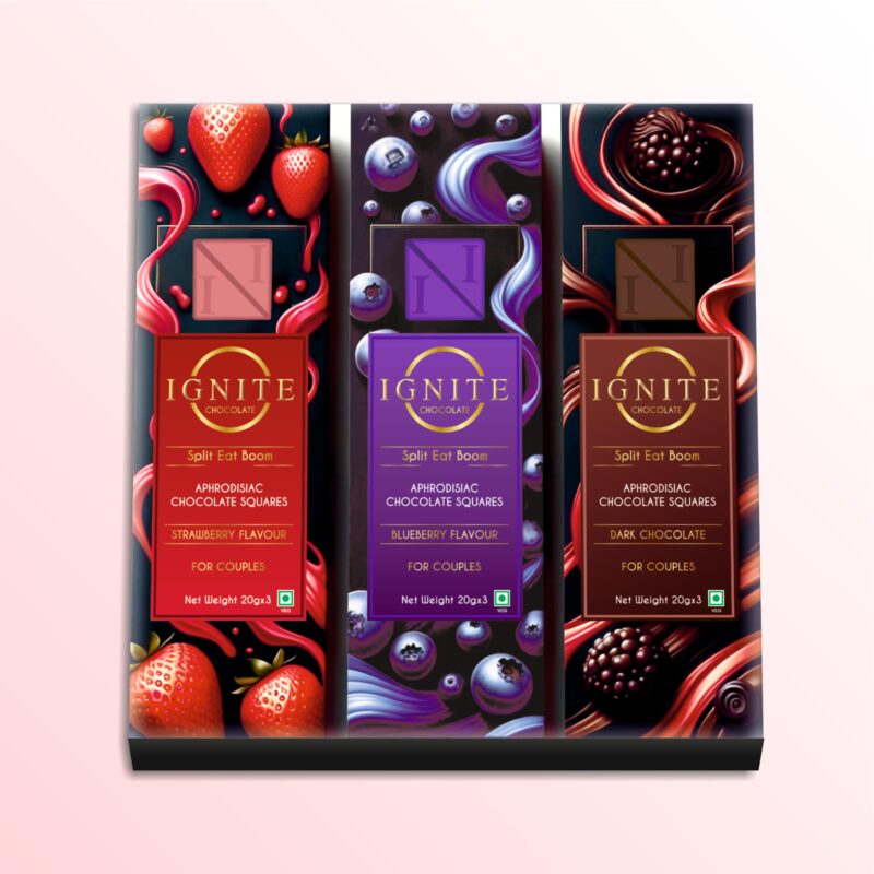 Ignite Chocolate Bars – Dark Chocolate, Blueberry & Strawberry Flavors – A Delicious Treat for Date Night, Valentine's & Special Moments – Ideal for Sharing