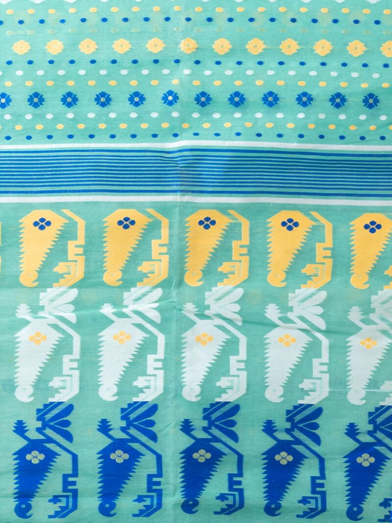 Aishwarya Sarees Women's Jamdani Cotton Sarees For Women Soft Dhakai Jamdani Bengal Pure Handloom Saree for Women. dhakai jamdani sarees for women (Sea Green) - Image 3