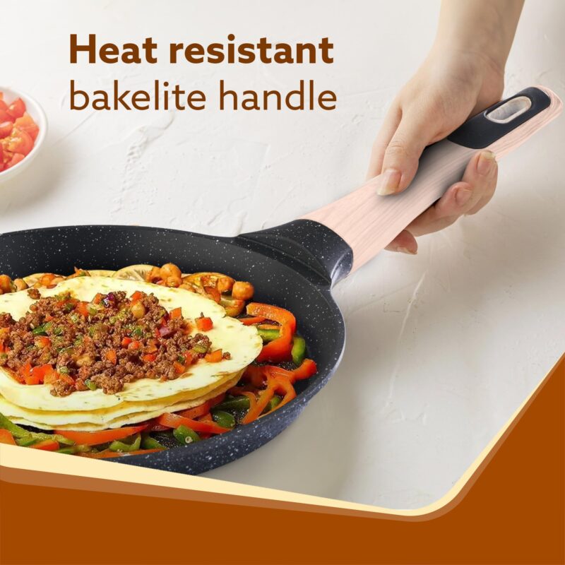 AGARO Imperial Granite Non Stick Tawa, 24 cm, Cast Aluminium Body, Tawa for Dosa/Paratha/Omlette, Gas & Induction Compatible - Image 3