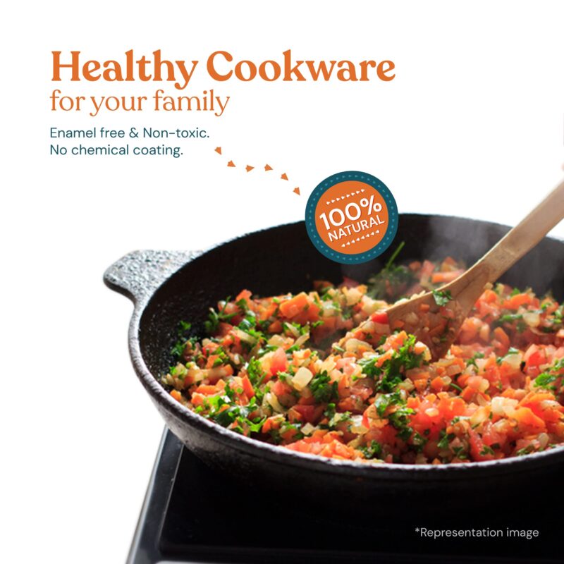 Bhagya Cast Iron Cookware Bhagya Cast Iron Paniyaram Pan/Unniyappam Chatty/Paddu Maker/Appam Pan Pre-Seasoned | Naturally Non-Sticky Cookware | Non Toxic - 9 Holes, Large - Image 6