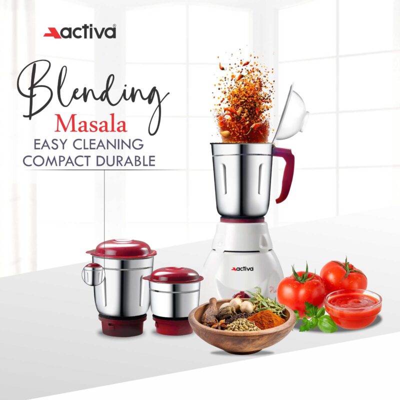 Activa Pluto Combo 500 Watt 3 Jar Mixer Grinder With Electric Dry Iron Come With 2 Year Warranty - Multicolor - Image 6