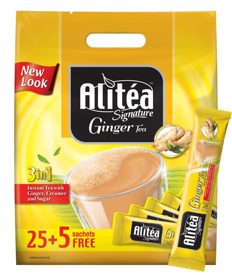 Alitea Signature Ginger Premix Instant Tea 3 in 1, (30 Sachets x 20gms)- 600gms