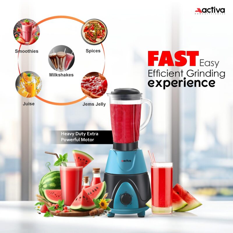 ACTIVA Megamix 1000 W Powerful Motor Mixer Grinder With 4 Jars | 2 Years Motor Warranty, Red - Image 7