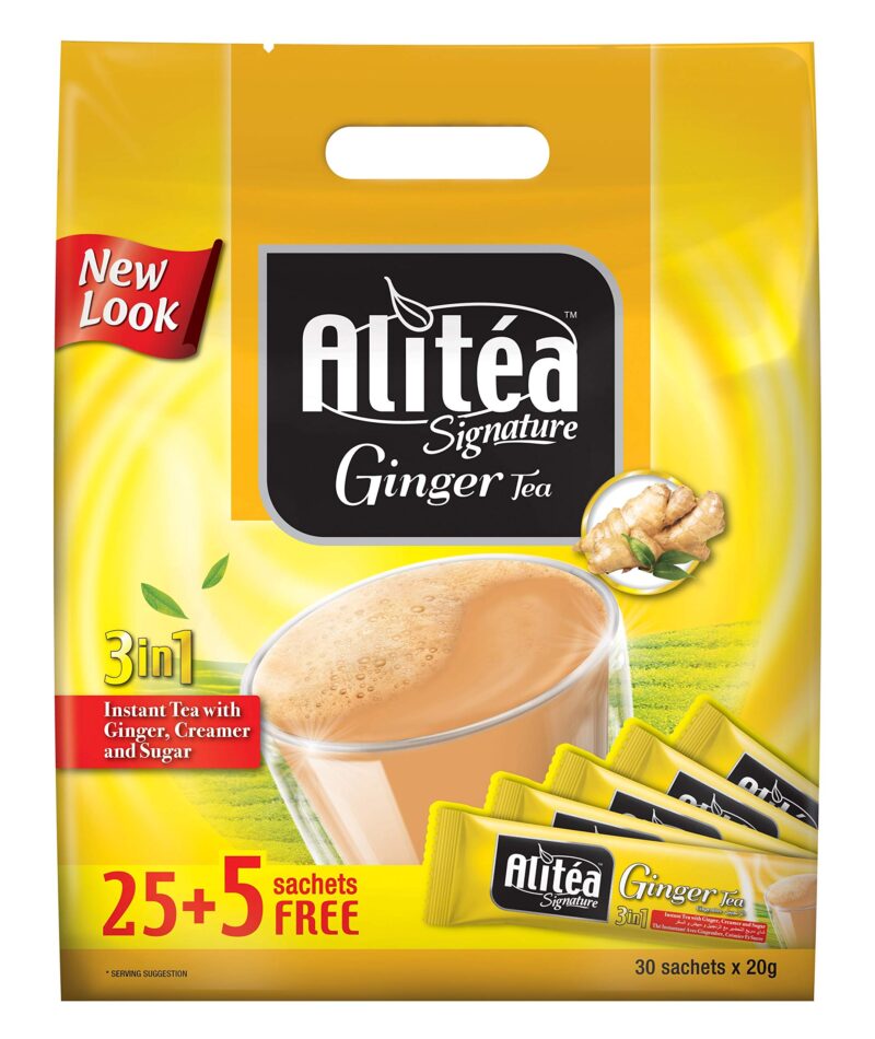 Alitea Signature Ginger Premix Instant Tea 3 in 1, (30 Sachets x 20gms)- 600gms - Image 5