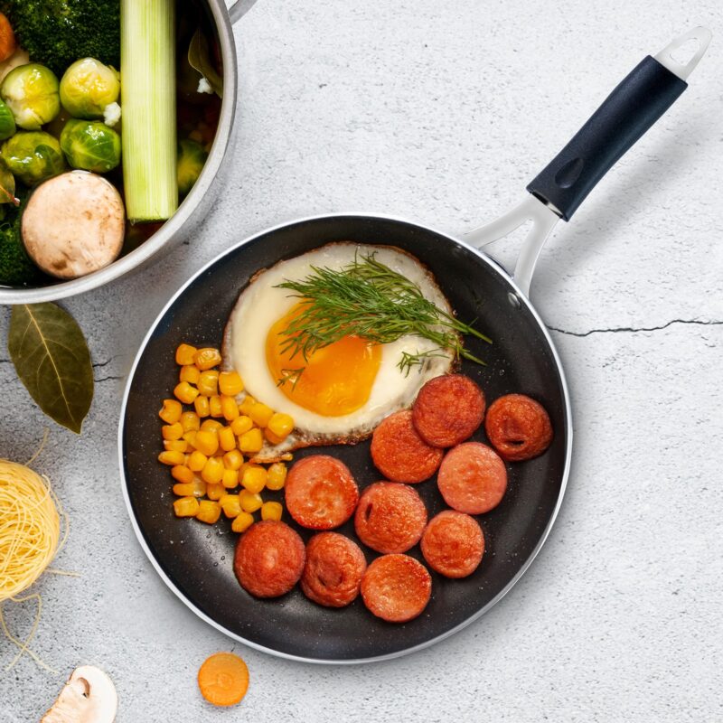 AGARO Elegant Non Stick Frying Pan, 2.25L Capacity, 24 cm Diameter, Induction and Gas Oven Friendly, Riveted Cool Touch Handle, Granite Finish, PFOA Free, 4mm Thick, Cooking, Frying, cookware, Black - Image 10