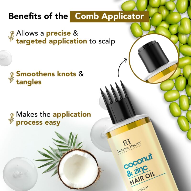 Botanic Hearth Coconut & Zinc Pyrithione hair Oil – 150ml – Soothes Scalp, Controls Dandruff, Nourishes & Hydrates with Coconut Oil & Zinc Pyrithione for Healthy Hair - Image 4