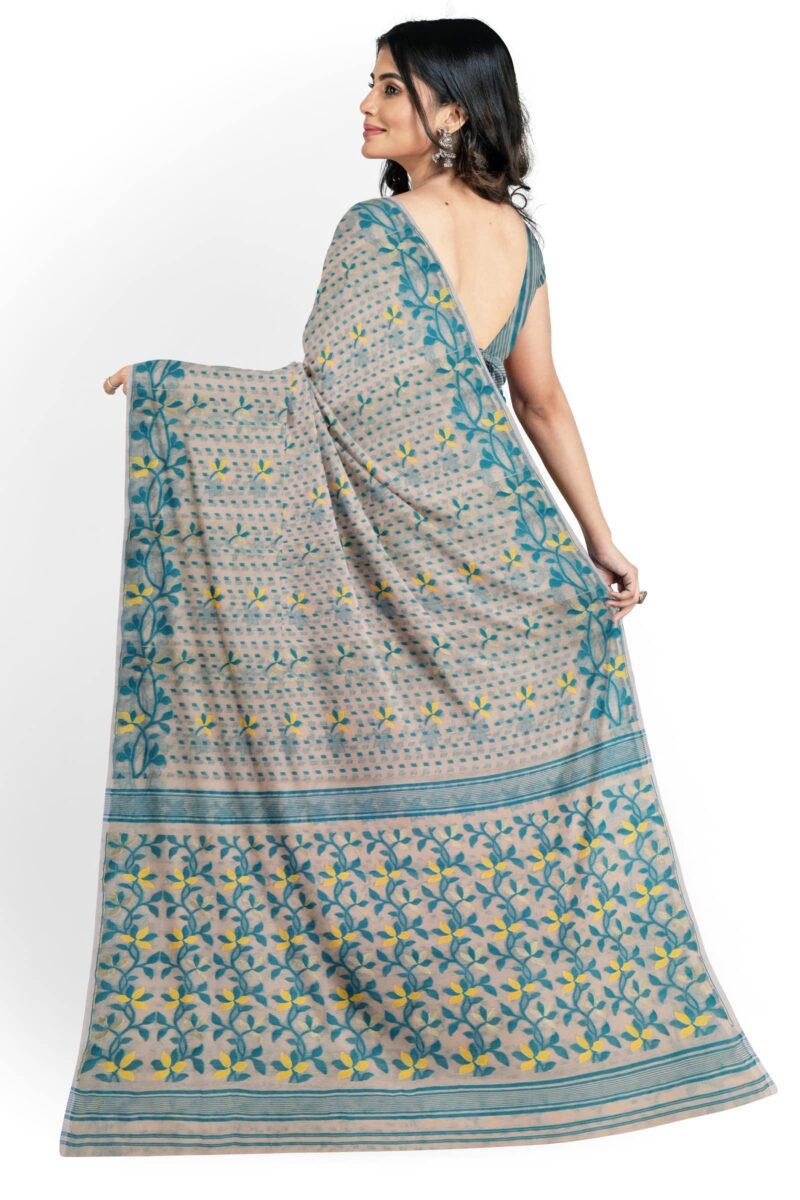 Ankita SAREE HOUSE Women's Jamdani Cotton Silk Saree Without Blouse Piece (ASH_Biscuit_132_Biscuit) - Image 8