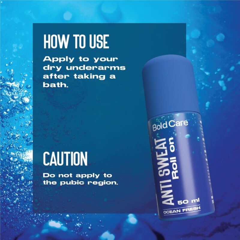 Bold Care Ocean Fresh Antiperspirant & Anti-sweat Deodorant Roll-on - Controls Sweat & Removes Body Odour - All-Day Freshness For Men - Alcohol-Free - Keeps Skin Fresh & Clean - 50ml - Image 3