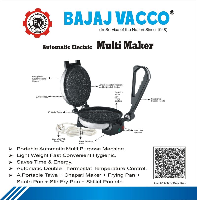 BAJAJ VACCO® Automatic MultipurposeChapati – Multi Maker, 900 WattageCMM – 01 - Image 7