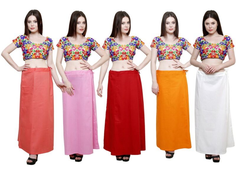 Pistaa's Combo of Women's Pure Cotton Peach, Pastle Pink, Maroon, Orange and Off White Color Best Ethinic Inskirt Saree Petticoats