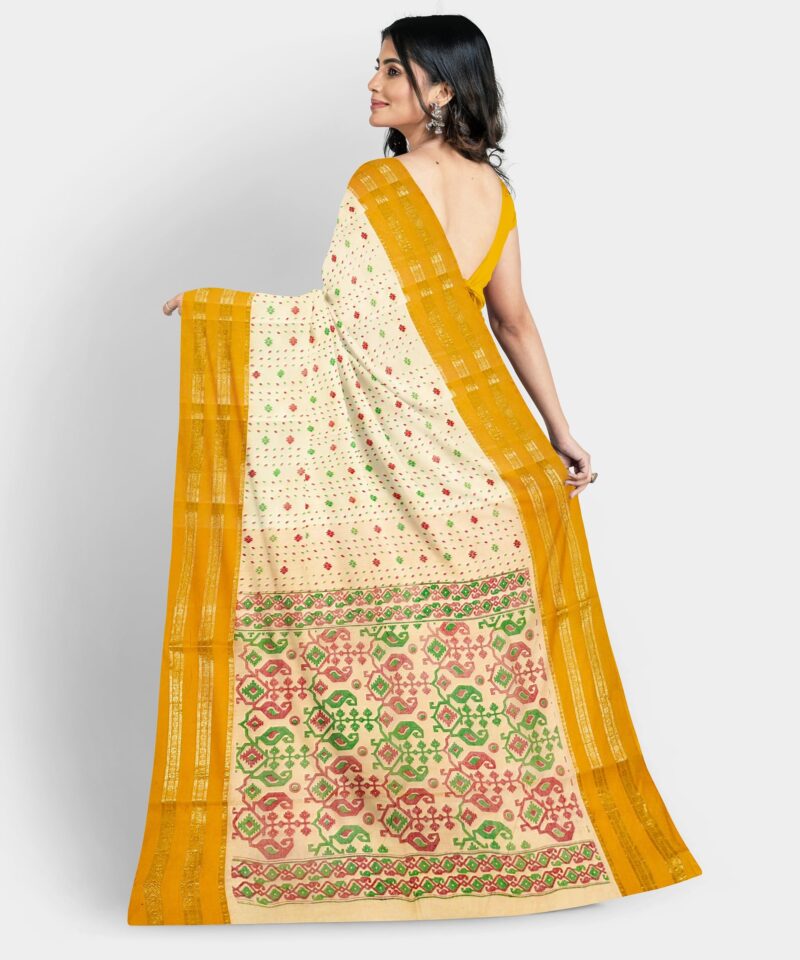 eC ESHA'S COLLECTION Women's Pure Cotton Jamdani Printed Tant Saree Without Blouse Piece (Mustard) - Image 7
