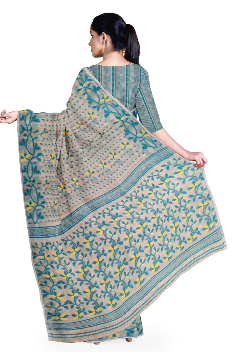 Ankita SAREE HOUSE Women's Jamdani Cotton Silk Saree Without Blouse Piece (ASH_Biscuit_132_Biscuit) - Image 3