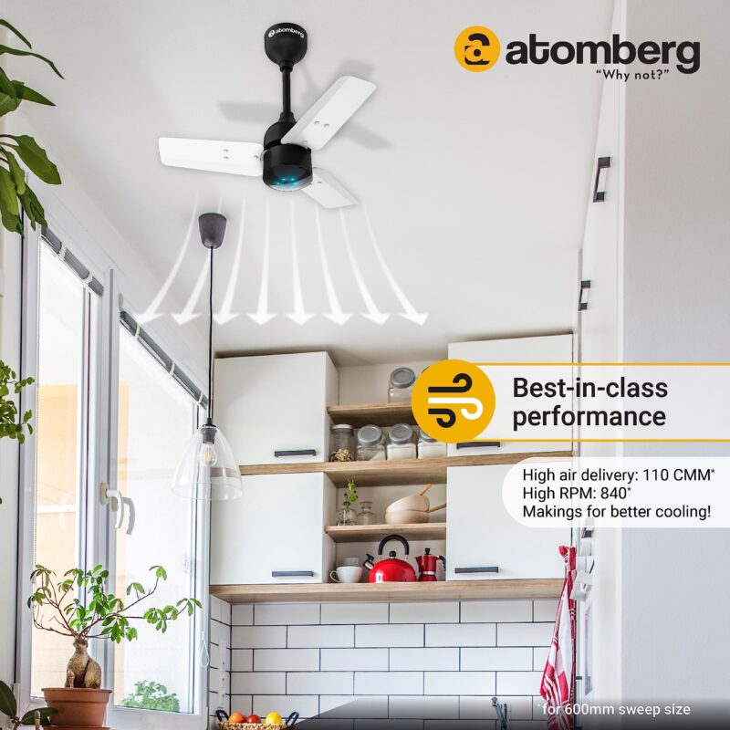 atomberg Renesa 600mm BLDC Motor 5 Star Rated Sleek Ceiling Fans with Remote Control | Upto 65% Energy Saving, High Air Delivery and LED Indicators | 2 years(+1 Year extended Warranty on registration) - Image 7