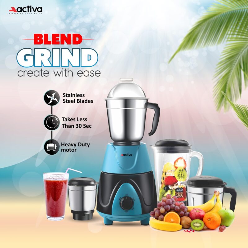 ACTIVA Megamix 1000 W Powerful Motor Mixer Grinder With 4 Jars | 2 Years Motor Warranty, Red - Image 10