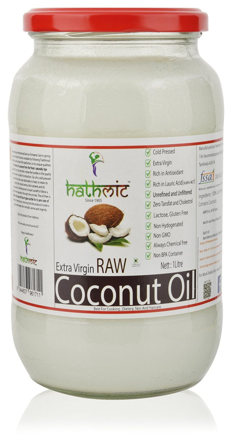 HATHMIC Raw Extra Virgin Coconut Oil (Cold Pressed)1000ml