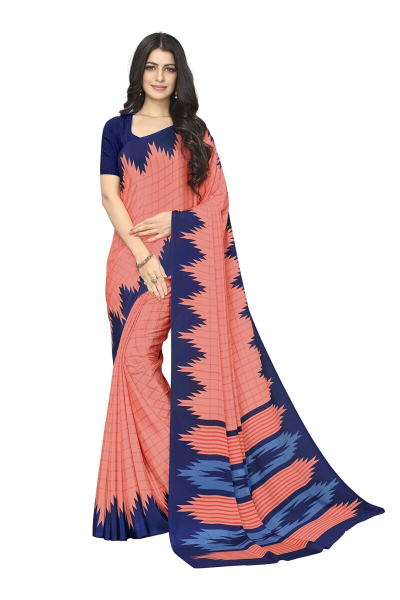 Vimla Women's Pink Turkey Art Silk Uniform Saree with Blouse Piece (7001 Pink_Free Size)