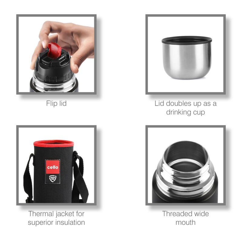 Duro Flip Flask, Vacusteel Water Bottle with Thermal Jacket - Image 35