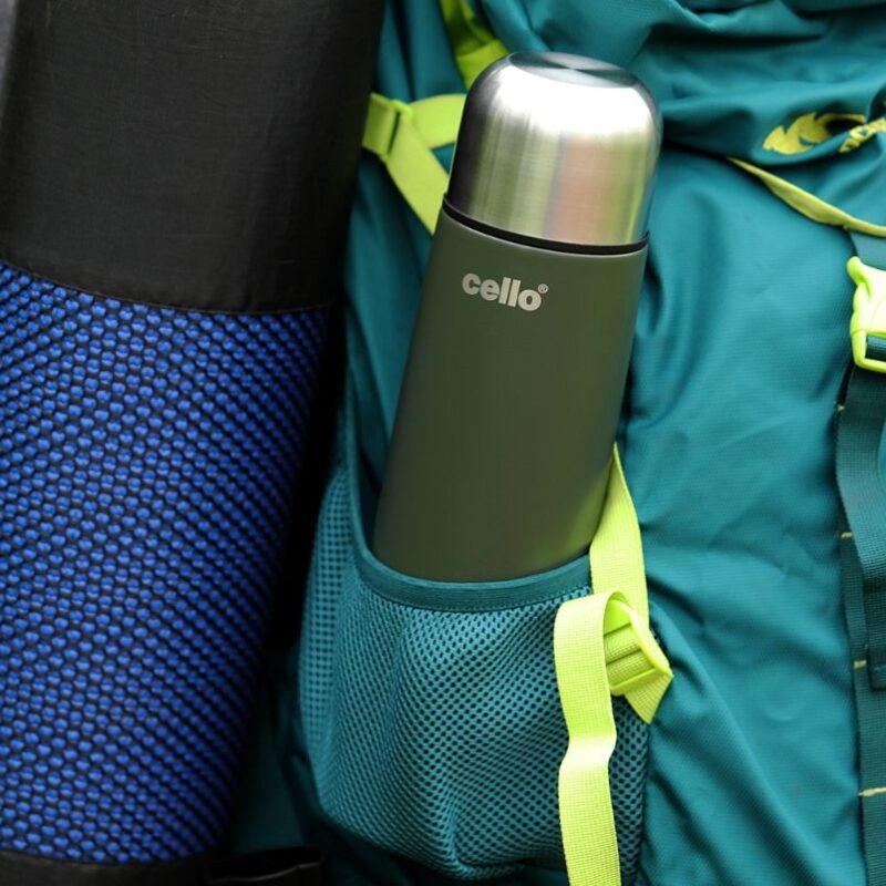 Green|Duro Flip Flask, Vacusteel Water Bottle with Thermal Jacket / 500ml