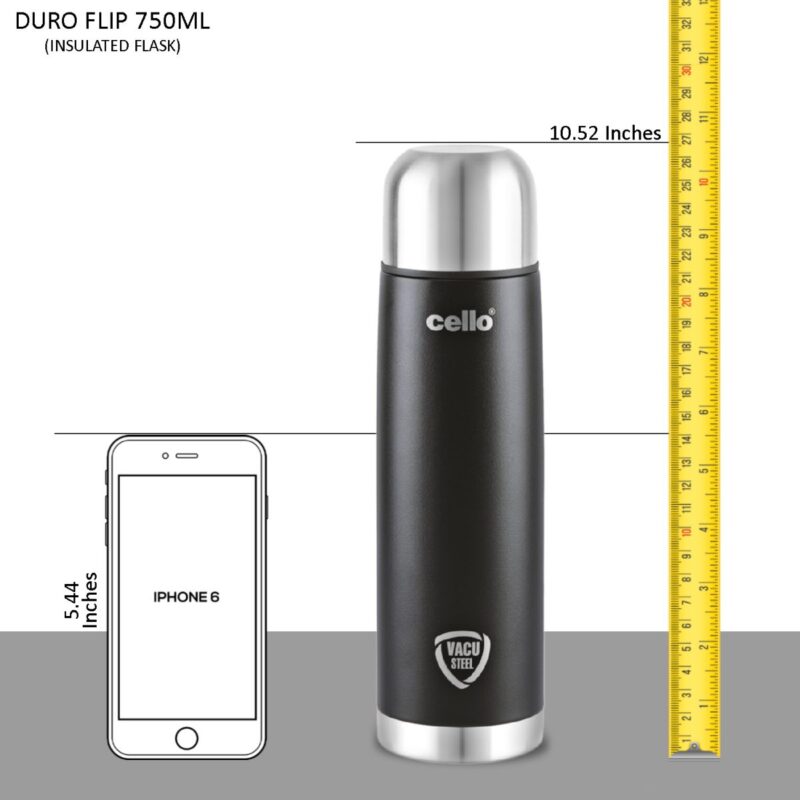 Duro Flip Flask, Vacusteel Water Bottle with Thermal Jacket - Image 45