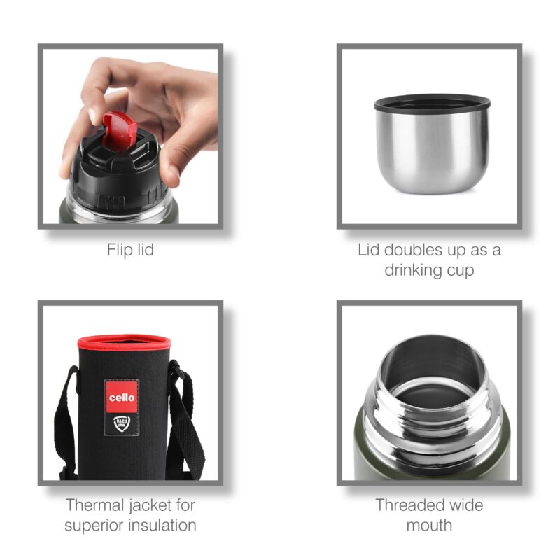 Duro Flip Flask, Vacusteel Water Bottle with Thermal Jacket - Image 38