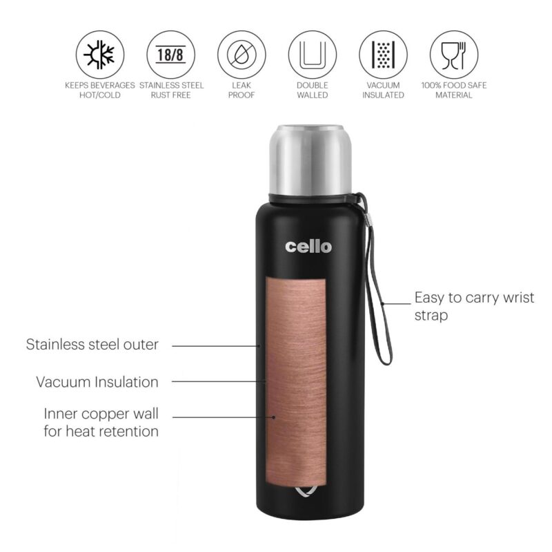 Duro Flip Flask, Vacusteel Water Bottle with Thermal Jacket - Image 15