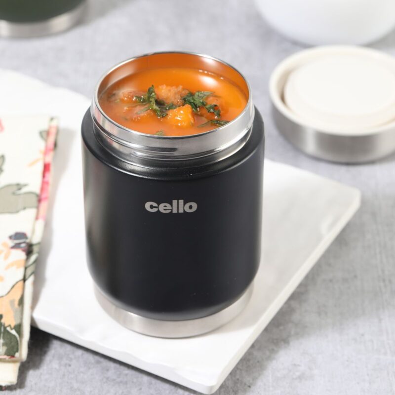 Black|Duro Supee Flask, Insulated Soup Jar, 400ml / 400ml