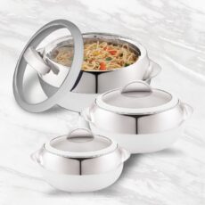 White|Linea Insulated Casserole, Set of 3 / 600ml+1100ml+1700ml