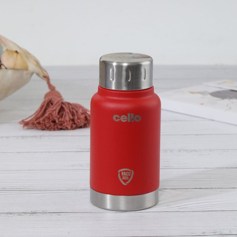 Red|Duro Top Flask, Vacusteel Water Bottle, 180ml / 180ml