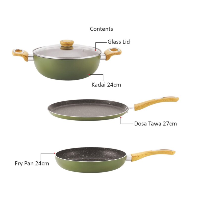 Woody Kitchen Induction Base Non-Stick Cookware Set - Image 9