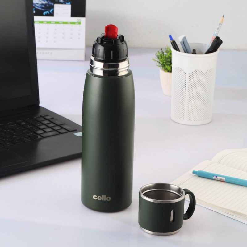 Green|Duro Cup Style Flask, Vacusteel Water Bottle 750ml / 750ml
