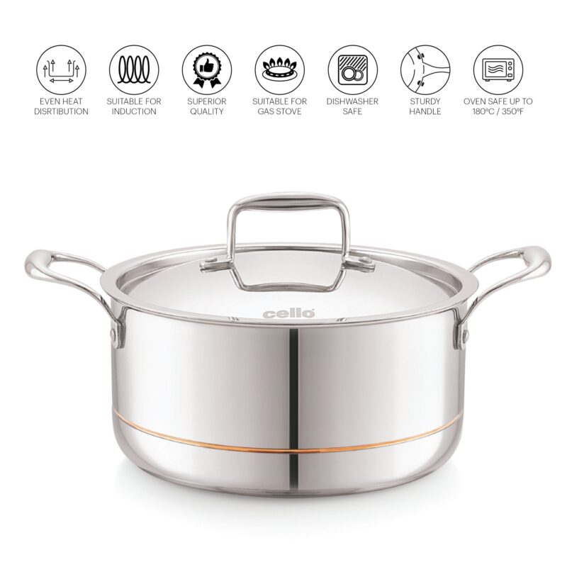 5-Ply Stainless Steel Casserole with Lid - Image 10