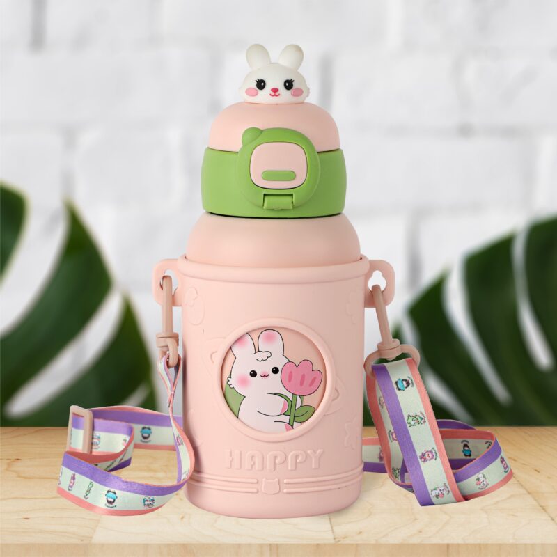 Peach|Babybop Hot & Cold Stainless Steel Kids Water Bottle, 500ml / 500ml