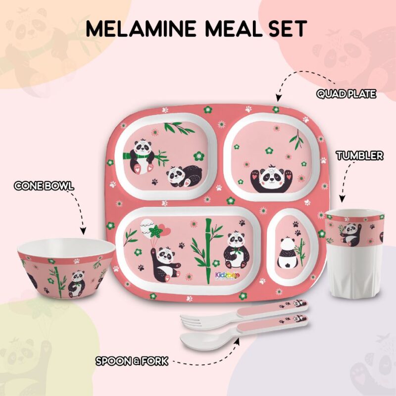 Bamboo Buddies Peach Kids Melamine Meal, Set of 5 - Image 12