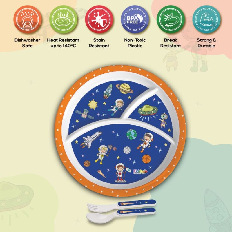 Cosmic Explorer Blue Kids Melamine Meal, Set of 3 - Image 15