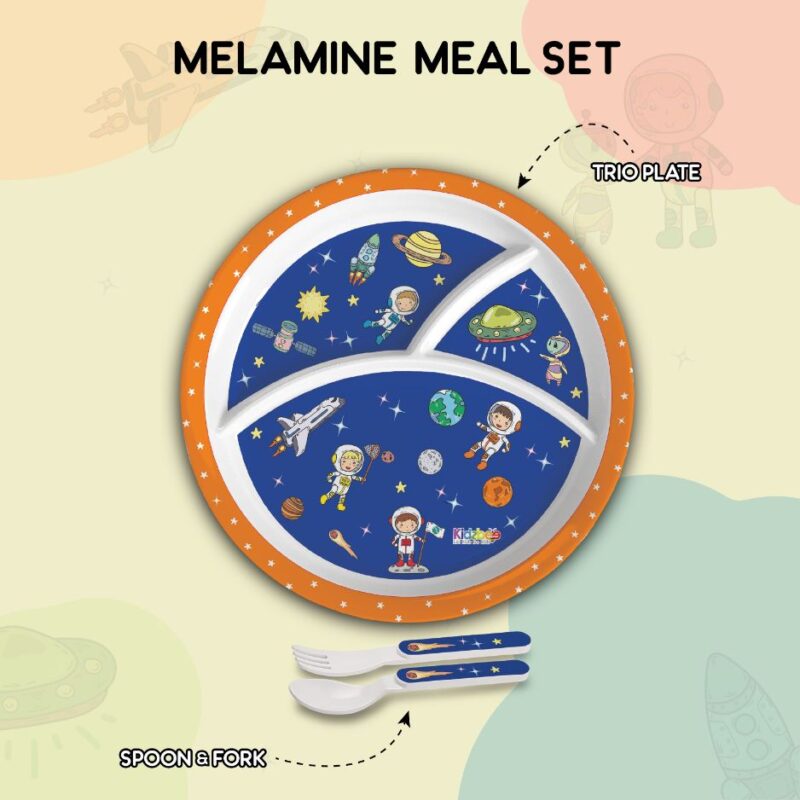 Cosmic Explorer Blue Kids Melamine Meal, Set of 3 - Image 13