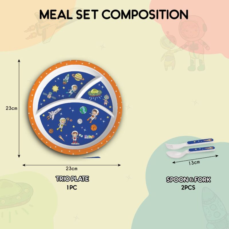 Cosmic Explorer Blue Kids Melamine Meal, Set of 3 - Image 9