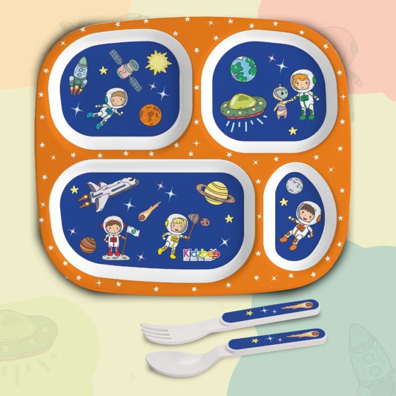 Cosmic Explorer Blue Kids Melamine Meal, Set of 3 Quadmeal