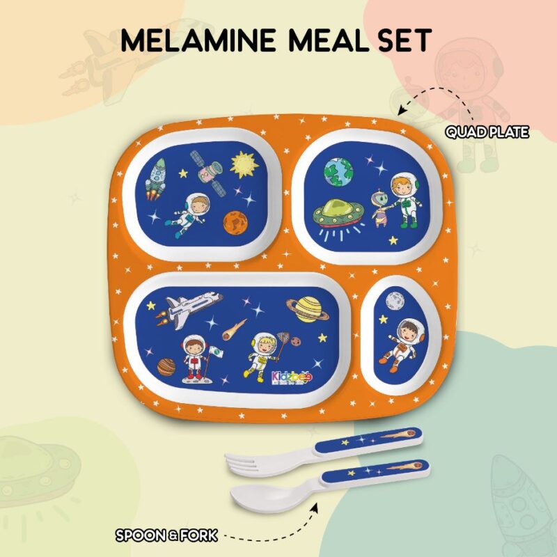 Cosmic Explorer Blue Kids Melamine Meal, Set of 3 - Image 12