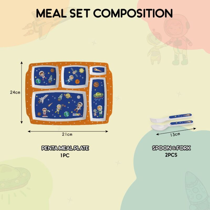 Cosmic Explorer Blue Kids Melamine Meal, Set of 3 - Image 7
